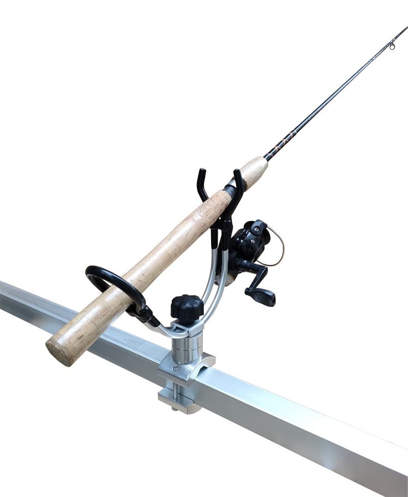 BroCraft Aluminum Rail Mount Clamp on Rod Holder / Pontoon Boat Square Mount Rod Holder - Image 4